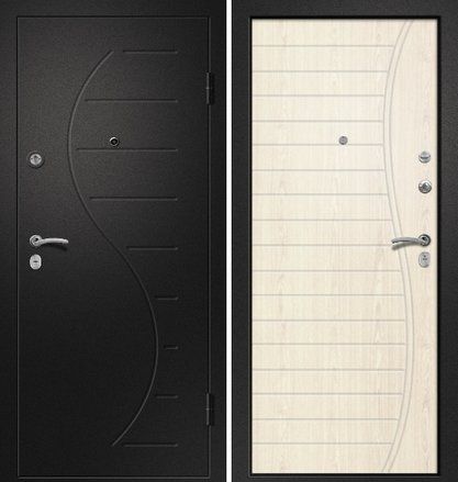 Входная дверь в квартиру Аризона-210 МДФ Дуб светлый ЭКО 167 Сатин чёрный
