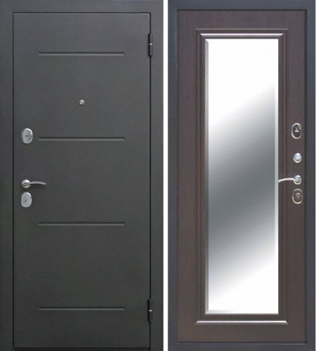 Входная дверь 7,5 см Гарда Серебро Зеркало Фацет МДФ Венге