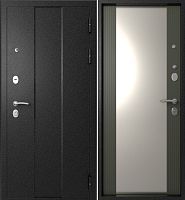 Входная дверь с большим зеркалом Эталон М-5 Черный букле-Софт графит (зеркало)