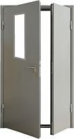 Дверь техническая, металл 1,2мм, двухстворчатая 1280*2080мм., левая со стеклом