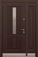 Двухстворчатая входная дверь в коттедж Snegir HOME SNG-1 RAL 8017 со стеклом, с отбойником