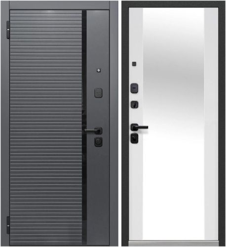 Luxor 2МДФ Горизонталь Сатин графит - Эмалит белый с встроенным зеркалом в пол Luxor 2МДФ Горизонталь Сатин графит - Эмалит белый с встроенным зеркалом в пол