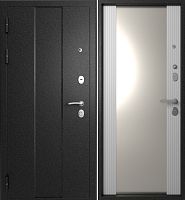 Входная дверь с большим зеркалом Эталон М-5 Черный букле-Белый снег (зеркало)