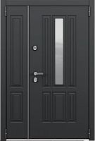 Двухстворчатая входная дверь в коттедж Snegir HOME SNG-1 ЛКП Темный пепел со стеклом