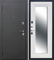 Входная дверь в квартиру 7,5 см Гарда Серебро Зеркало Фацет МДФ Белый ясень