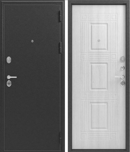 Дверь стальная Эталон Х-6 Серебро-Скания милк