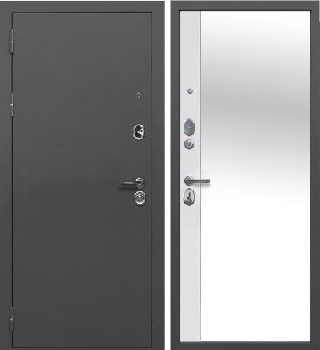 Входная дверь Феррони 9 см Серебро Зеркало (в пол) Эмалит белый