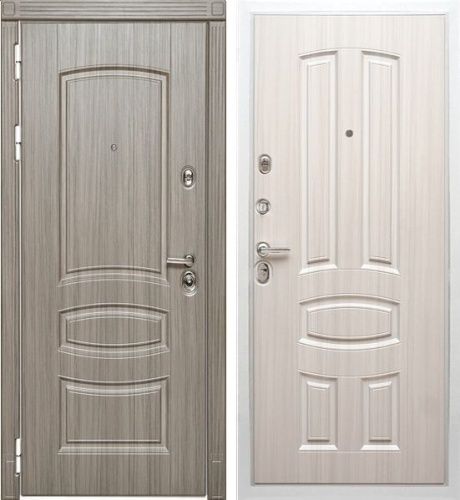 Входная дверь СТР-29 Сандал серый/Белая шагрень-Сандал белый