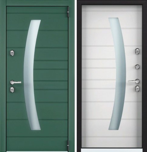  - Входная дверь Snegir Cottage SNG-4 ЛКП Зеленый изумруд SNG-4 KT Белый