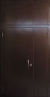 Двухстворчатая высокая уличная дверь с фрамугой (металл-металл)