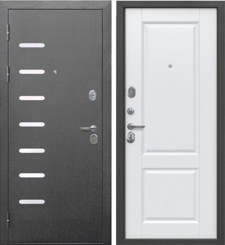 Входная дверь Феррони 9 см Серебро велюр белый софт