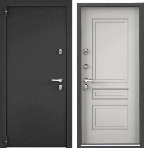 Входная термодверь Snegir PRO Темно-серый букле графит - Бьянко S60-C3 с двойным листом металла