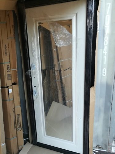 Входная дверь в квартиру 7,5 см Гарда Серебро Зеркало Фацет МДФ Белый ясень фото 2