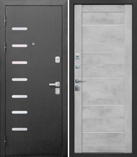 Входная дверь Феррони 9 см Серебро Бетон Снежный Царга