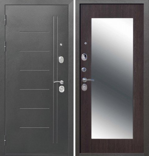 Входная дверь в квартиру 10 см Троя серебро MAXI зеркало МДФ Венге Входная дверь в квартиру 10 см Троя серебро MAXI зеркало МДФ Венге
