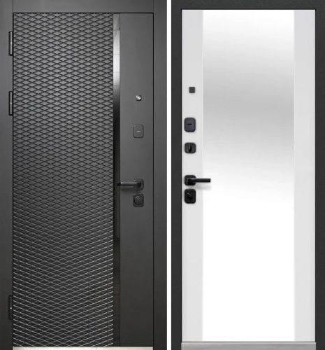 Luxor 2МДФ Ромб Вертикаль Антрацит софт - встроенное Зеркало Эмалит белый