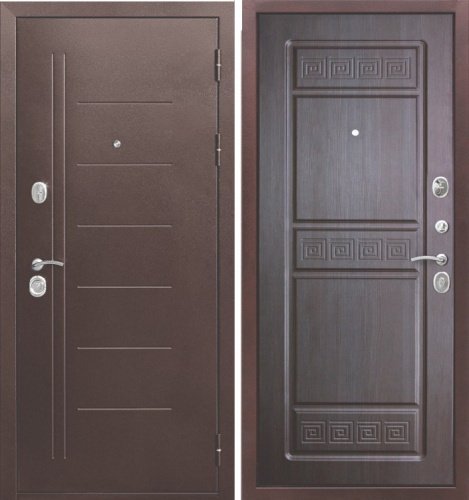Металлическая дверь 10 см Троя медный антик Венге
